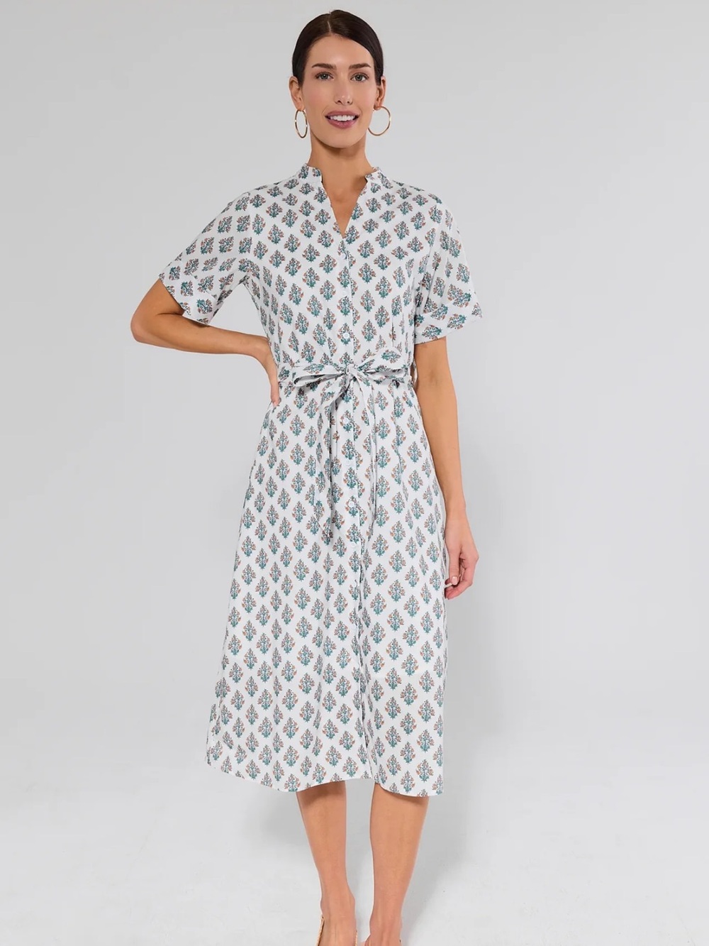 Avara Tina Dress - Green paisley print